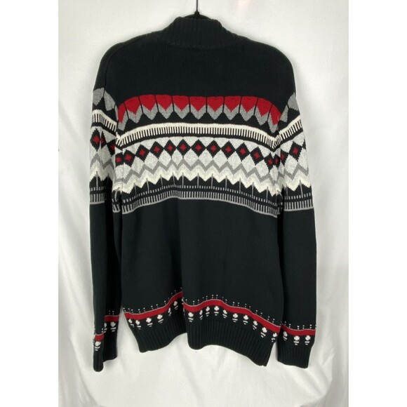 CHAPS Ralph Lauren Cardigan Sweater Mens L Fair Isle Full Zip Mock Neck Nordic - Picture 5 of 11